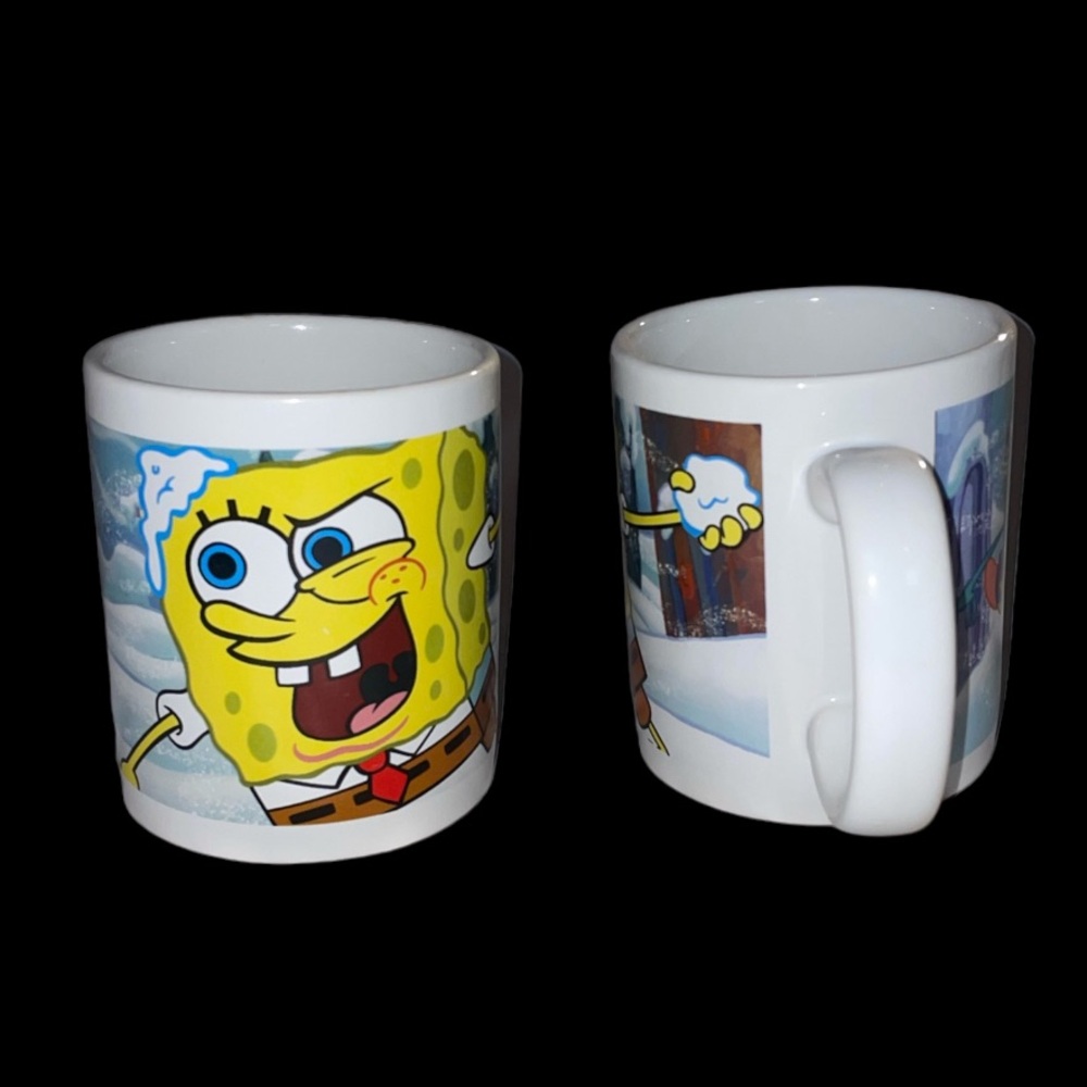 2007 Viacom SpongeBob Squarepants & Patrick Coffee Tea Cup Mug 3 3/4” Tall (2)
